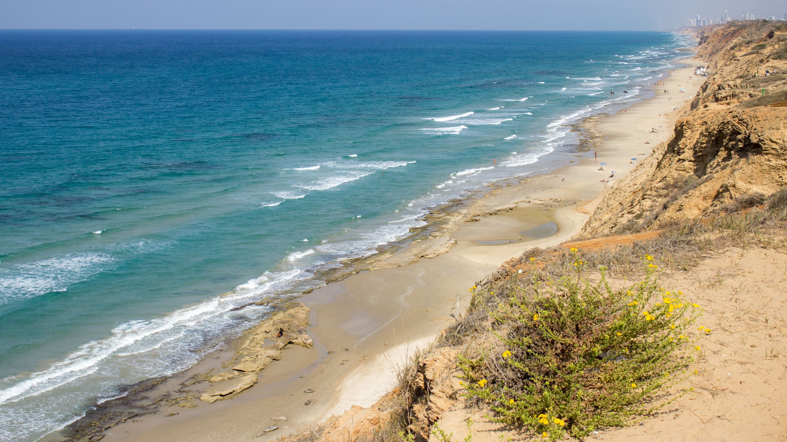 Turquoise water along the sandy Sharon coast at Netanya